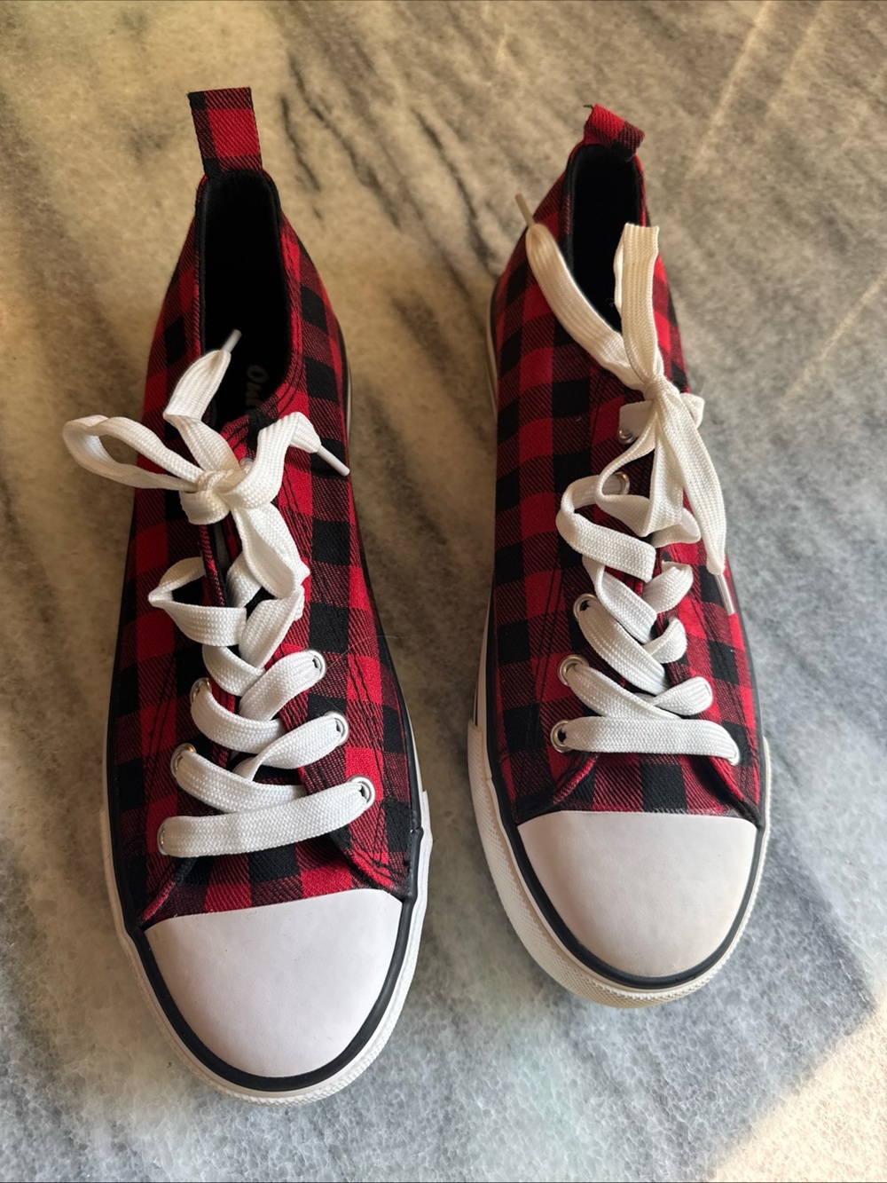Outwoods Red and Black Buffalo Plaid Low-Top Canvas Sneakers